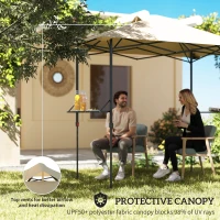 Outsunny 5 x 8.5 ft Pop Up Grill Gazebo with 2 Shelves, UPF 50+ Outdoor Instant Canopy Portable Shelter with Carry Bag, Khaki(m-5)