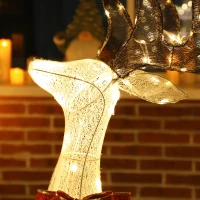 Outsunny 3 Piece Lighted Christmas Reindeer Family, 55" Light Up Deer, Outdoor Holiday Decor with LED Lights, Stakes, Zip Ties(m-10)