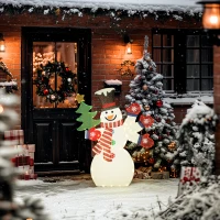 Outsunny 4FT Lighted Snowman, Light Up Christmas Decor with 148 LEDs, Stakes and Zip Ties, IP44 Waterproof for Outdoor Yard(m-7)