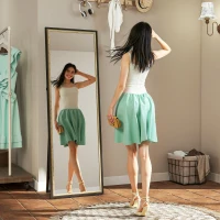 HOMCOM Full Length Mirror, 64" x 21" Rectangle Full Body Mirror with Dual-Tone Frame for Bedroom, Black(m-8)