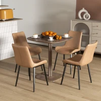 HOMCOM Dining Table for 4 People - Modern Kitchen Table with Wood-Effect Top, 27.6" x 27.6", Dark Brown(m-1)