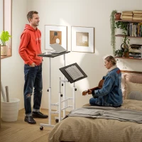 HOMCOM Stand Up Desk, Height & Angle Adjustable Computer Desk with Wheels for Standing or Sitting, Laptop Table, Black(m-10)