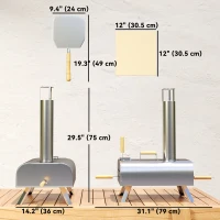 Outsunny Outdoor Pizza Oven, Portable Wood Pellet Pizza Oven with Pizza Stone and Peel, Foldable Legs, Chimney(m-3)