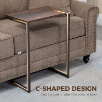 HOMCOM Nesting Coffee Table Set of 3, Stackable Rectangular End Tables with Wood-Effect Top, Metal Frame, Industrial & Rustic C-Shaped for Small Space, Living Room, Rustic Brown(m-5)