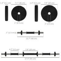 Soozier 33LBS 2-in-1 Adjustable Barbell & Dumbbells Set, Weights Set with Non-slip Handles for Men and Women Home Gym Training(m-3)