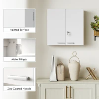 HOMCOM Wall Mount Medicine Cabinet, Bathroom Cabinet with 4 Tier Shelves, Lockable with 2 Keys for Kitchen, White(m-9)