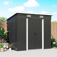 Outsunny 7'x 4' Metal Patio Storage Shed Garden Lockable Shed Tool Utility Storage Unit, Black(m-10)