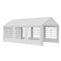 Outsunny 20’ x 10’ Heavy Duty Party Tent Outdoor Carport Canopy Shelter Gazobo with Sidewall, Zipper Door and Windows, White(m-2)