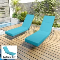 Outsunny Chaise Lounge Cushion, 4" Thick Outdoor Lounge Chair Cushion with Ties for Patio, 21" x 72 ", Blue(m-9)