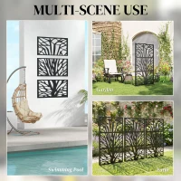 Outsunny Metal Outdoor Privacy Screen, 72" x 38" Freestanding Outdoor Divider, Black(m-9)