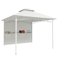 Outsunny 10' x 10' Patio Gazebo, Double Roof Outdoor Gazebo Canopy Shelter with Storage, Hook, Metal Frame, Cream White(m-11)