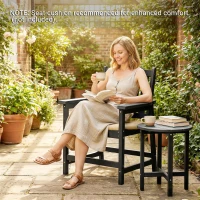 Outsunny All-Weather Patio Chair, HDPE Patio Dining Chair, Heavy Duty Wood-Like Outdoor Furniture for Garden, Backyard, Deck, Porch, Lawn, Black(m-6)