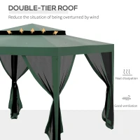 Outsunny 10' x 10' Outdoor Canopy Tent Party Tent with Mesh Netting and Double Tier Roof for Backyard, Garden, Patio, Green(m-4)