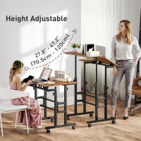 HOMCOM Mobile Stand Up Desk, Height & Angle Adjustable Computer Desk with Wheels for Standing or Sitting, Laptop Desk, Brown(m-4)