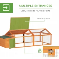 PawHut 95"L Chicken Run Large Chicken Coop with Nesting Box Wooden Roof Side Door for Outdoor 4–8 Chickens(m-5)