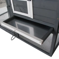 PawHut 84" Wooden Chicken Coop, Hen House Outdoor with Run Nesting Box, Asphalt Roof, Removable Tray, Ramp, Poultry Cage for 2-3 Chickens, Gray(m-10)