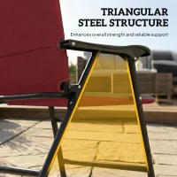 Outsunny Folding Patio Chairs Set of 2, Padded High Back Lawn Camping Chairs with Armrests, 600D Oxford Fabric, Red(m-7)