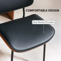 HOMCOM Dining Chairs Set of 2, Mid Century Modern Dining Room Chairs with Bentwood Back and Metal Legs for Kitchen Living Room(m-4)