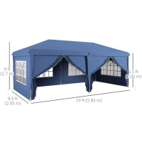 Outsunny 10' x 20' Pop Up Canopy Tent Outdoor Portable Easy Up Party Tent Garden Shade Shelter with Walls Carrying Bag, Blue(m-3)