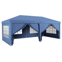 Outsunny 10' x 20' Pop Up Canopy Tent Outdoor Portable Easy Up Party Tent Garden Shade Shelter with Walls Carrying Bag, Blue(m-11)