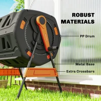 Outsunny Compost Bin Outdoor, 53 Gal Dual Chamber Tumbling Composter with Adjustable Vents, BPA Free Tumbling Composter, Orange(m-8)