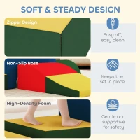 Qaba Toddlers Climbing Toys, 5-Piece Foam Climbing Blocks, Soft Play Set, Indoor for Stacking, Crawling, Sliding(m-5)