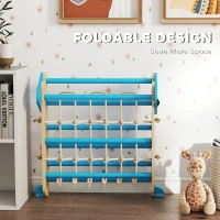 Qaba 8-in-1 Pikler Triangle Set, Foldable Wooden Climbing Toys with Arch, Ramp and Ladder for Ages 18-48 Mouths, Blue(m-7)