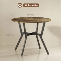 HOMCOM 35" Round Dining Table, Modern Dining Room Table with Steel Frame, Space Saving Small Kitchen Table, Rustic Brown(m-3)