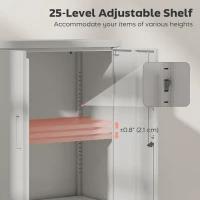 HOMCOM Lateral Filing Cabinet, Metal Storage Cabinet, Garage Cabinet with Double Locks, Adjustable Shelf and File Drawer, White(m-4)