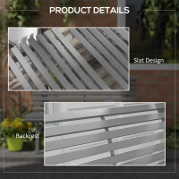 Outsunny Outdoor Bench Patio Bench, Aluminum Lightweight Park Bench with Slatted Seat for Lawn, Park, Deck, Grey(m-6)