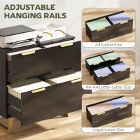 HOMCOM Lateral File Cabinet with 2 Drawers, Modern Filing Cabinet for Letter/A4/Legal Size Files, High Gloss Black(m-5)