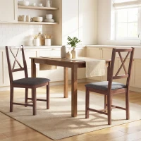 HOMCOM Set of 2 Dining Chairs, Upholstered X-Back Dining Room Chairs with Rubberwood Legs and Padded Seat for Kitchen, Gray(m-11)