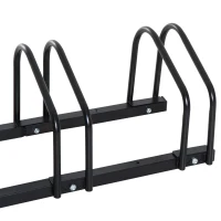 HOMCOM 5-Bike Bicycle Floor Parking Rack Cycling Storage Stand Ground Mount Garage Organizer for Indoor and Outdoor Use Black(m-10)