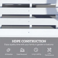 Outsunny Patio Glider Bench w/ HDPE Slatted Double Rocking Chair, Distressed White(m-5)