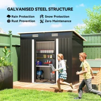 Outsunny 7'x 4' Metal Patio Storage Shed Garden Lockable Shed Tool Utility Storage Unit, Black(m-4)