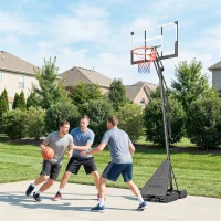Soozier Portable Basketball Hoop Outdoor, 8-10ft Adjustable Basketball Goal, 47 Inch Shatterproof Backboard, Hand-Crank Lift(m-8)