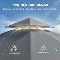 Outsunny Patio Gazebo with Double Roof Outdoor Gazebo Canopy with Extendable Shade 126" x126" Dark Grey(m-5)