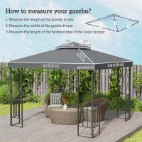Outsunny 10' x 10' Square 2-Tier Gazebo Canopy Replacement Top Cover Outdoor Garden Sun Shade, Dark Grey(m-3)