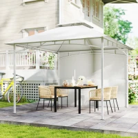 Outsunny 10' x 10' Patio Gazebo, Double Roof Outdoor Gazebo Canopy Shelter with Storage, Hook, Metal Frame, Cream White(m-10)