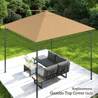 Outsunny 10' x 10' Square Gazebo Canopy Replacement UV Protected Top Cover Sun Shade Beige(m-10)