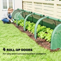 Outsunny Mini Greenhouse, Portable Greenhouse with 4 Roll-Up Doors, PE Cover, 177.2" x 39.4" x 31.5", Green(m-4)