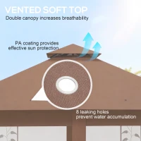 Outsunny 10'x10' Soft-top Steel Patio Gazebo Outdoor Sun Shelter with 2-Tier Polyester Roof, Curtain Sidewalls, Dark Brown(m-4)