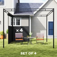 Outsunny Gazebo Curtains, 10' x 10' Universal Replacement Privacy Curtain, 4-Panels Sidewall with Roll up Mesh Windows, Dark Grey(m-4)