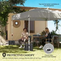 Outsunny 9.6 x 9.6 ft Pop Up Canopy Tent with 3 Sidewalls, UPF 50+ 1-Button Push Easy Setup Outdoor Instant Canopy, Light Grey(m-4)