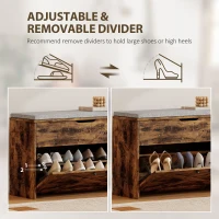 HOMCOM Shoe Storage Bench with Flip Drawer and Lift Top Storage, Entryway Bench with Seat Cushion for Hallway, Rustic Brown(m-5)