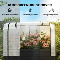 Outsunny Galvanised Raised Garden Bed with Greenhouse Cover, Metal Elevated Garden Bed with Bed Liner, Bottom Shelf, Black(m-4)
