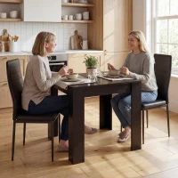 HOMCOM Dining Table Set for 2, Square Kitchen Table and Chairs, Dining Room Table and PU Leather Upholstered Chairs, Black(m-9)