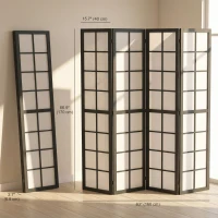 HOMCOM 4 Panel Room Divider, 5.6 ft Folding Wall Divider Room Partition for Home Office, Bedroom, Living Room, Black(m-3)