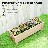 Outsunny 3.3 x 1.2 x 1.2 ft Garden Raised Bed Planter Grow Containers for Outdoor Patio Plant Flower Vegetable Pot, Natural(m-4)