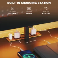 HOMCOM 76" Gaming Desk, Reversible Computer Table with RGB Lights, USB Ports, Monitor Stand and 2 Fabric Drawers, Black(m-6)